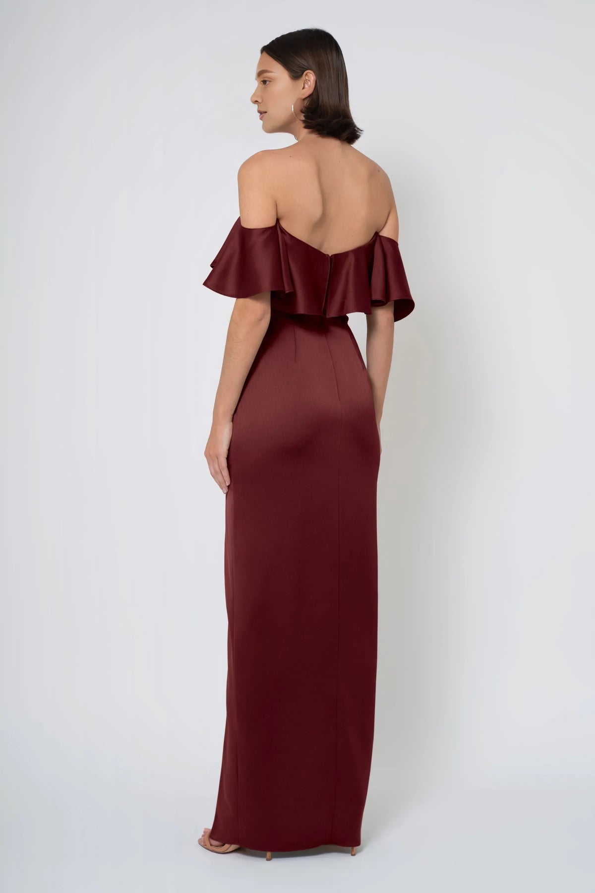 Graceful Stylish Refined Beautiful Timeless Elegant Satin Strapless Ruffle Floor-Length Bridesmaid Dress