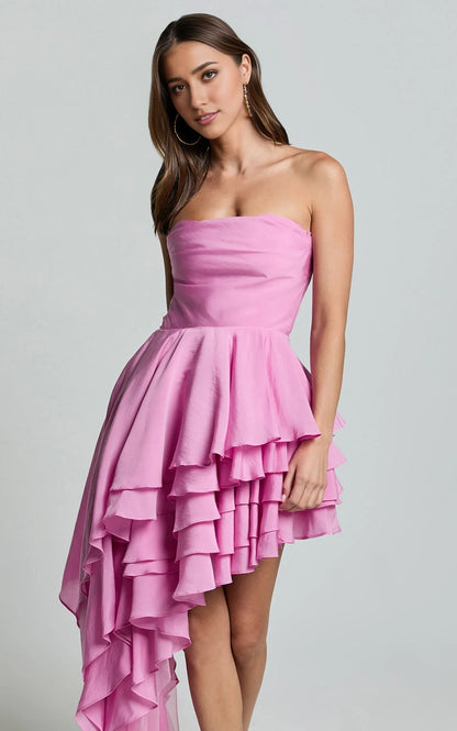 Sophisticated Graceful Stylish Refined Elegant Red A-Line Strapless Sleeveless Mini Homecoming Dress