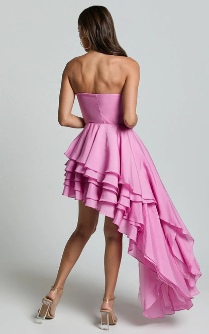 Sophisticated Graceful Stylish Refined Elegant Red A-Line Strapless Sleeveless Mini Homecoming Dress