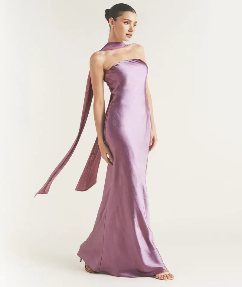 Graceful Stylish Refined Beautiful Timeless Chic Elegant Satin Strapless Sleeveless Bridesmaid Dress