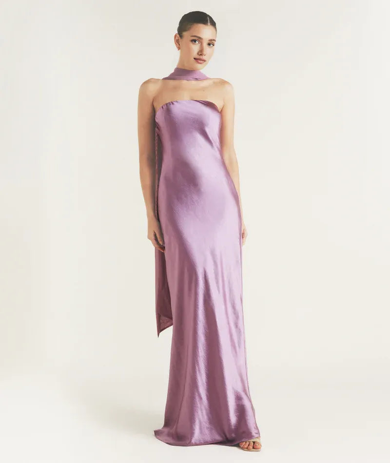 Graceful Stylish Refined Beautiful Timeless Chic Elegant Satin Strapless Sleeveless Bridesmaid Dress
