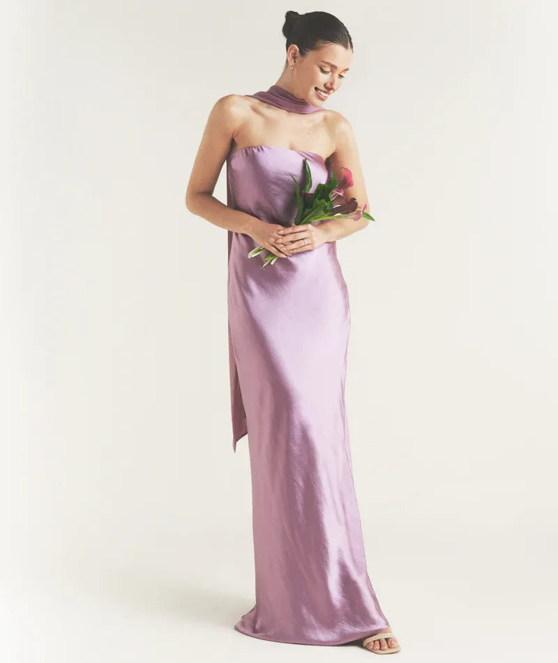 Graceful Stylish Refined Beautiful Timeless Chic Elegant Satin Strapless Sleeveless Bridesmaid Dress