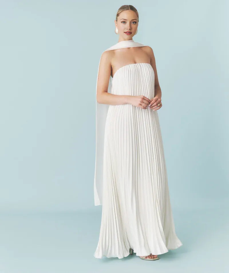 Graceful Stylish Refined Beautiful Timeless Elegant Satin A-Line Strapless Sleeveless Wedding Dress