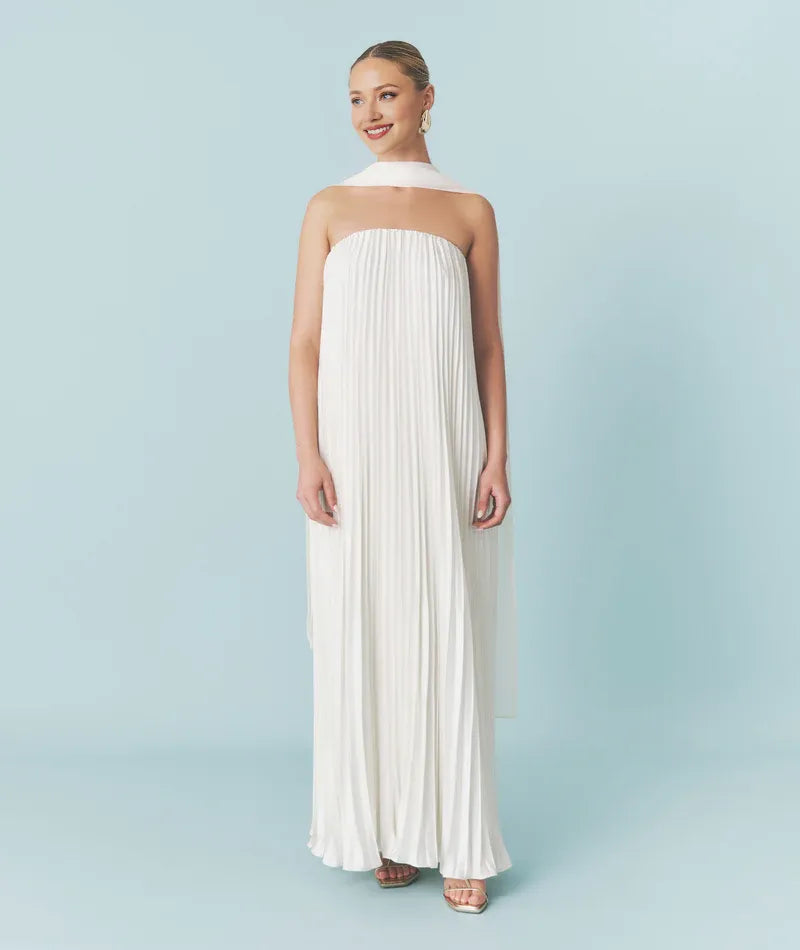 Graceful Stylish Refined Beautiful Timeless Elegant Satin A-Line Strapless Sleeveless Wedding Dress