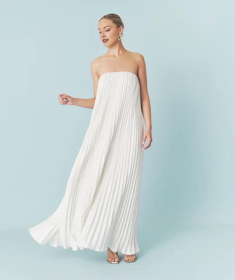 Graceful Stylish Refined Beautiful Timeless Elegant Satin A-Line Strapless Sleeveless Wedding Dress