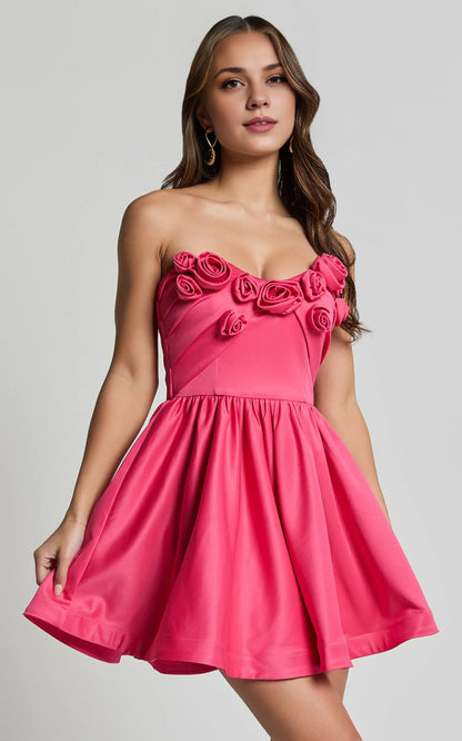 Special Occasion Sophisticated Graceful Elegant Pink A-Line Sweetheart Sleeveless Mini Homecoming Dress