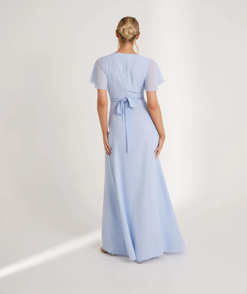 Stylish Refined Beautiful Timeless Special Occasion Elegant Blue Chiffon A-Line Bridesmaid Dress