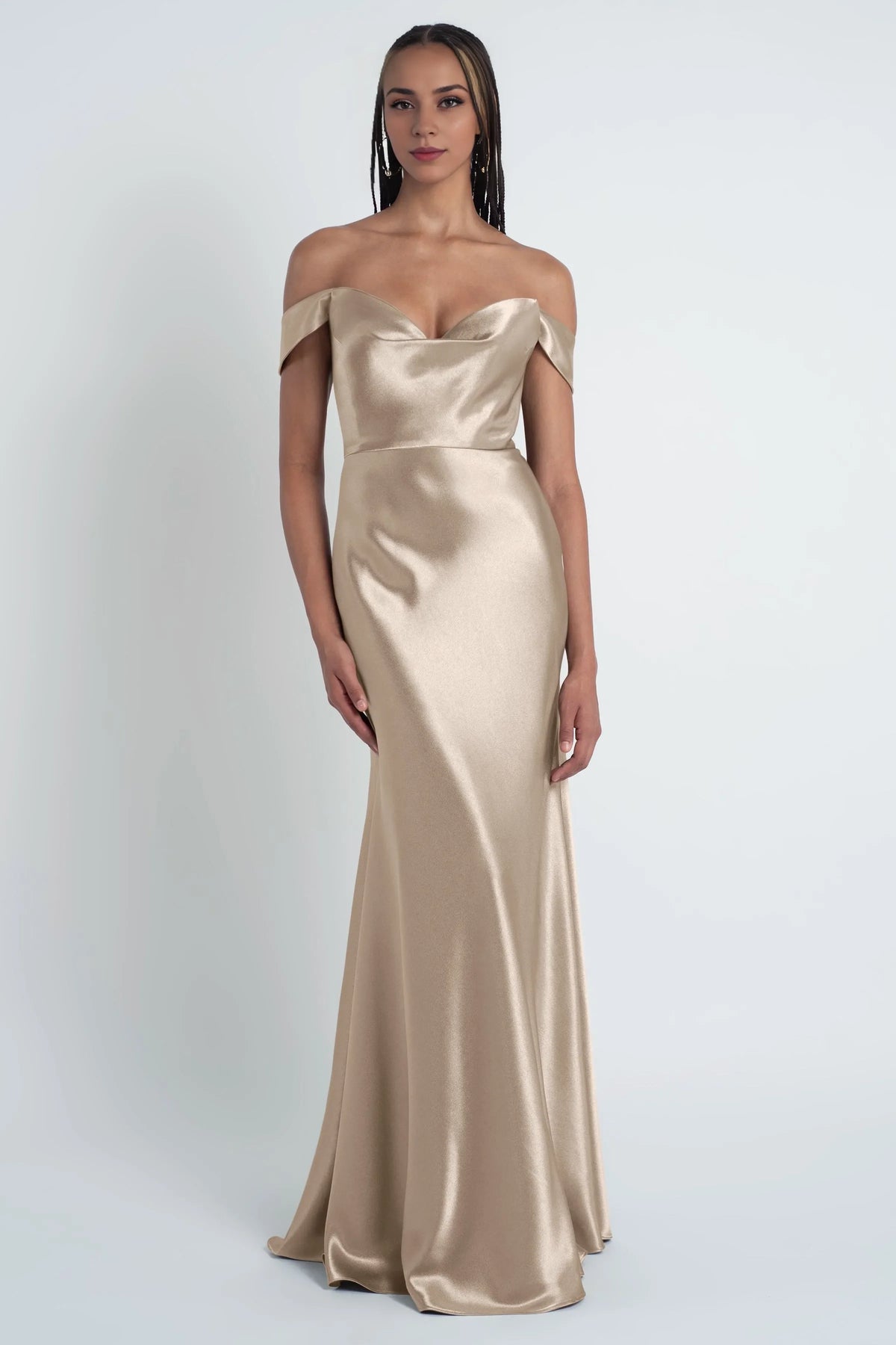 Special Occasion Sophisticated Graceful Stylish Elegant Satin Sheath Cowl Floor-Length Bridesmaid Dress
