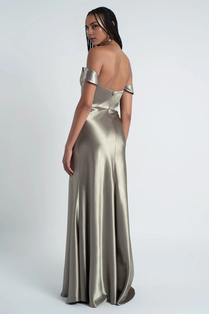Special Occasion Sophisticated Graceful Stylish Elegant Satin Sheath Cowl Floor-Length Bridesmaid Dress