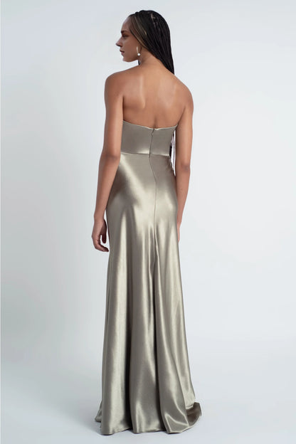 Special Occasion Sophisticated Graceful Stylish Elegant Satin Sheath Cowl Floor-Length Bridesmaid Dress