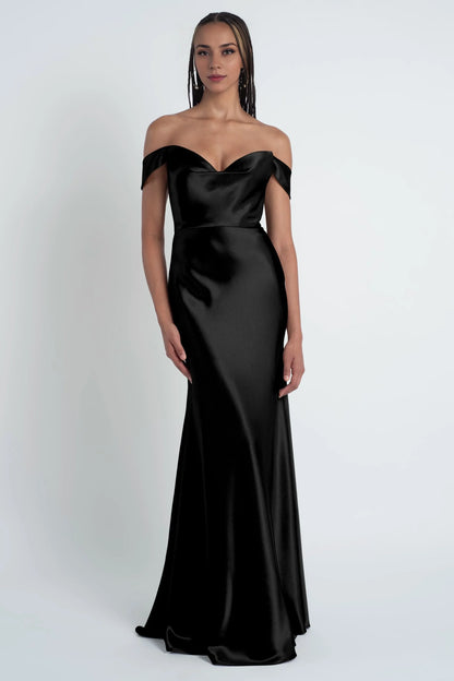 Special Occasion Sophisticated Graceful Stylish Elegant Satin Sheath Cowl Floor-Length Bridesmaid Dress
