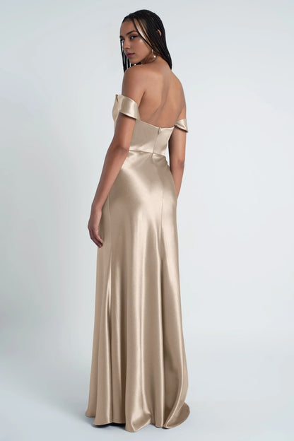 Special Occasion Sophisticated Graceful Stylish Elegant Satin Sheath Cowl Floor-Length Bridesmaid Dress