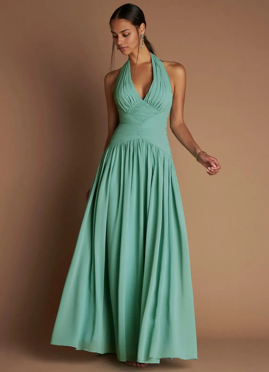 Special Occasion Sophisticated Graceful Stylish Elegant Chiffon A-Line Halter Sleeveless Prom Dress