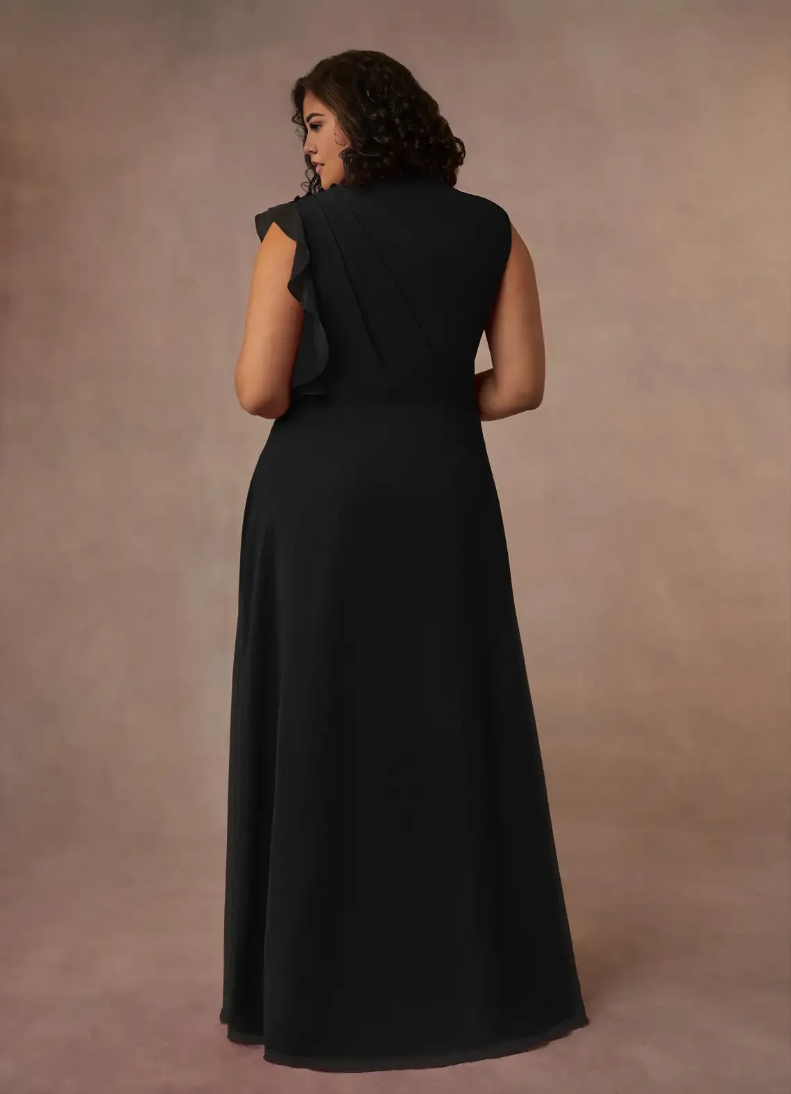 Elegant Black Chiffon A-Line High Neck Sleeveless Mother of the Bride Dress