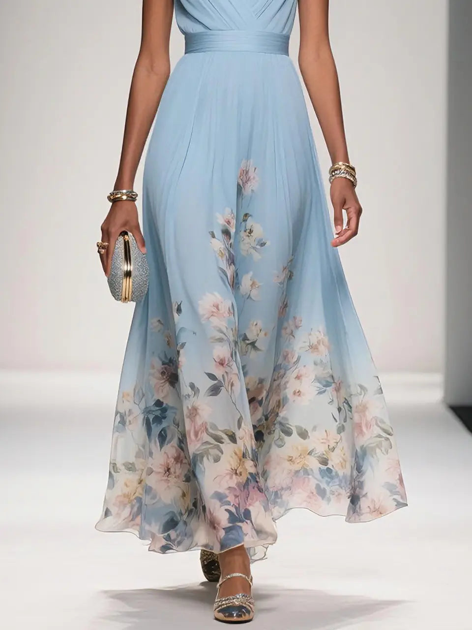 Special Occasion Sophisticated Graceful Stylish Elegant Light Blue Chiffon A-Line Sleeveless Prom Dress