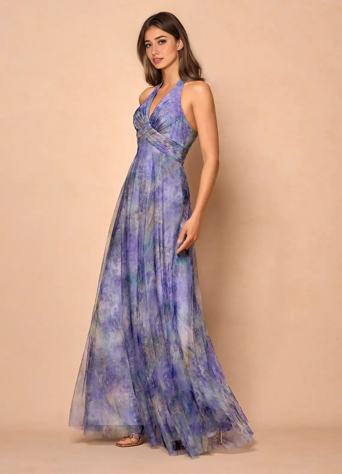 Special Occasion Sophisticated Graceful Stylish Elegant Lilac A-Line Halter Sleeveless Prom Dress