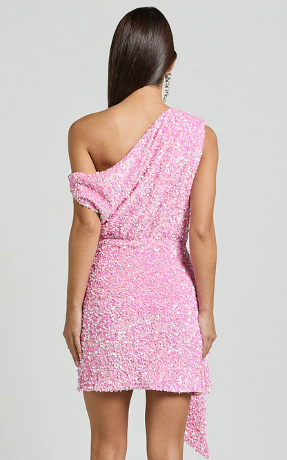 Timeless Special Occasion Sophisticated Elegant Pink Sequin A-Line Sleeveless Mini Homecoming Dress