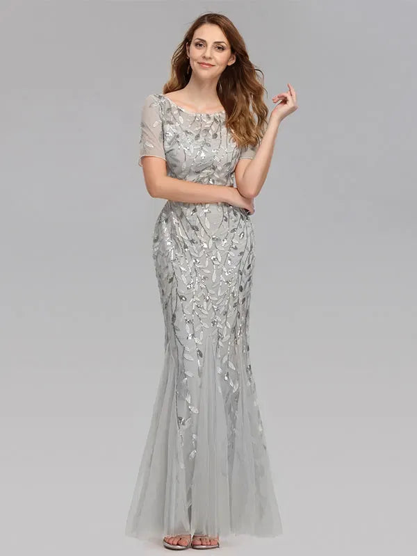 Timeless Special Occasion Sophisticated Graceful Elegant Mermaid Short Sleeve Short Prom Dress