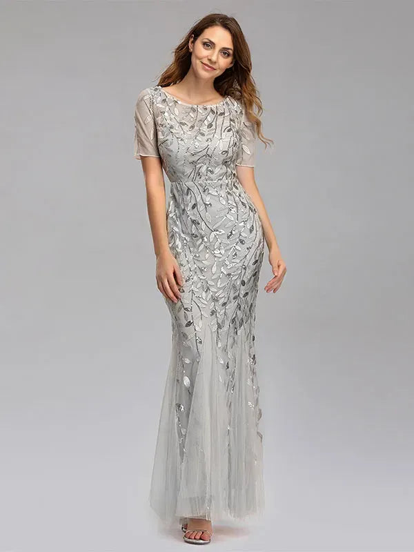 Timeless Special Occasion Sophisticated Graceful Elegant Mermaid Short Sleeve Short Prom Dress