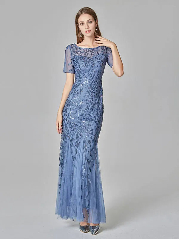 Timeless Special Occasion Sophisticated Graceful Elegant Mermaid Short Sleeve Short Prom Dress