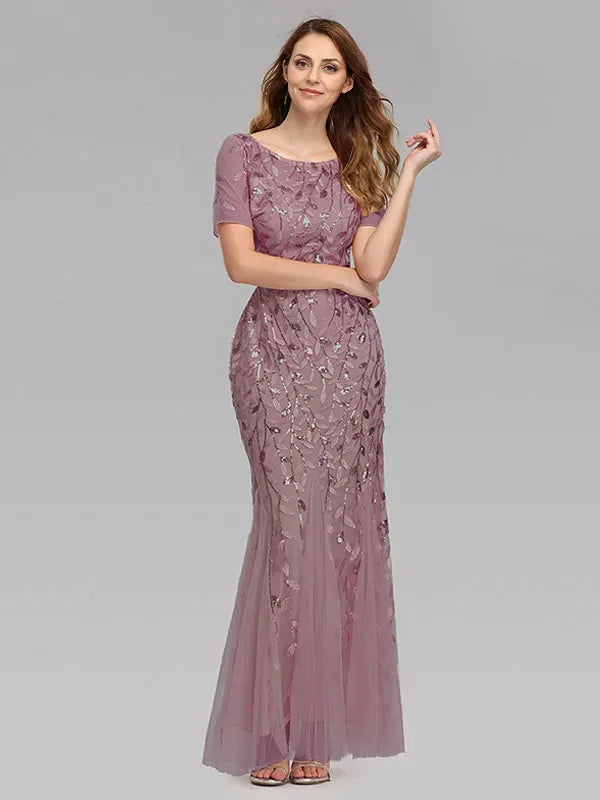 Timeless Special Occasion Sophisticated Graceful Elegant Mermaid Short Sleeve Short Prom Dress
