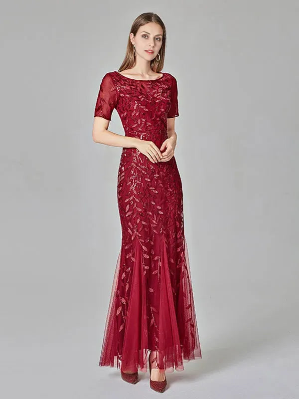 Timeless Special Occasion Sophisticated Graceful Elegant Mermaid Short Sleeve Short Prom Dress