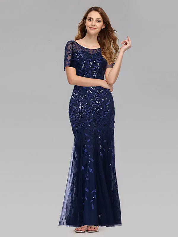 Timeless Special Occasion Sophisticated Graceful Elegant Mermaid Short Sleeve Short Prom Dress