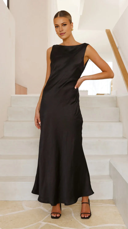 Special Occasion Sophisticated Graceful Stylish Refined Beautiful Elegant Black Mermaid Sleeveless Prom Dress