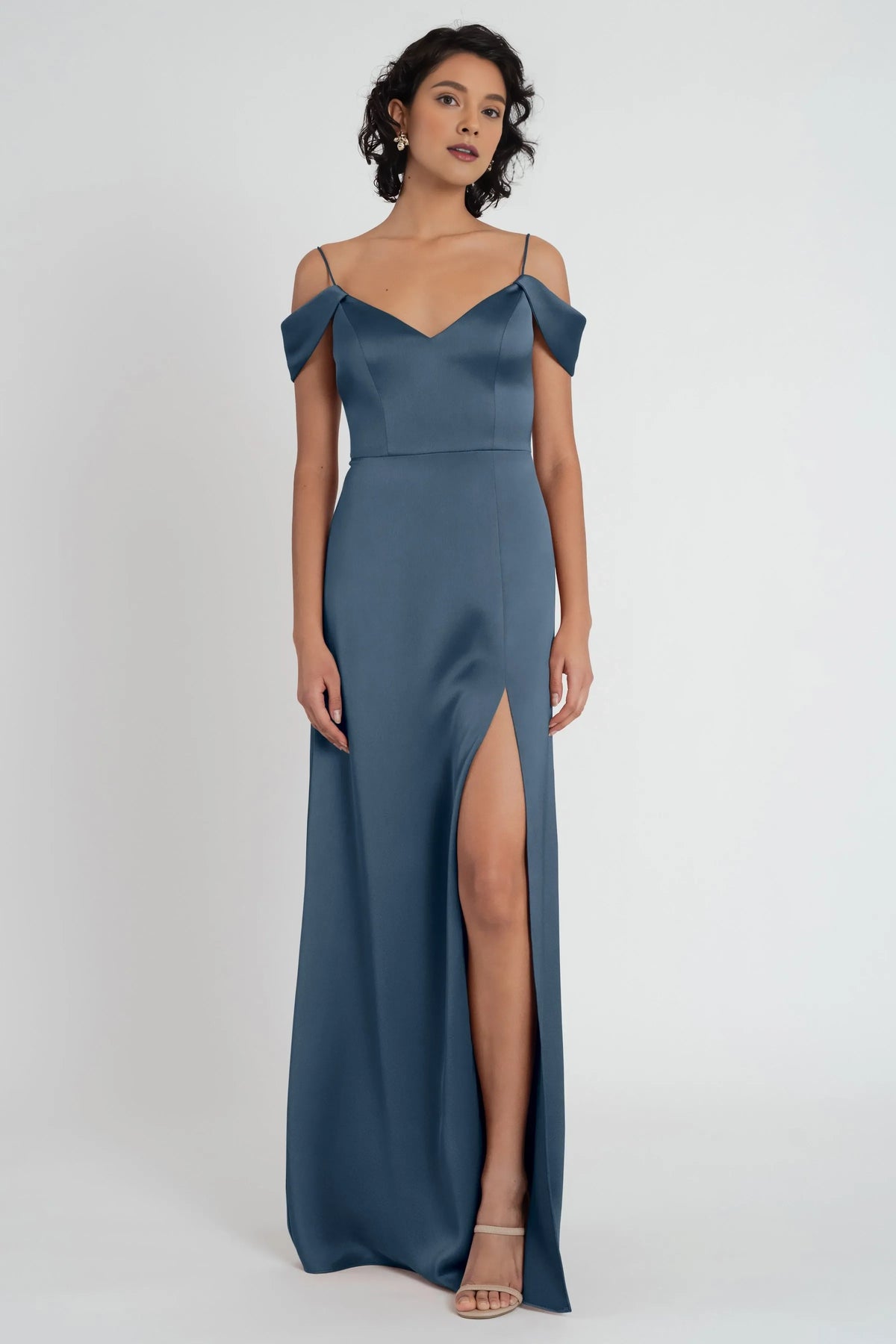 Refined Beautiful Timeless Chic Elegant Satin A-Line Spaghetti Strap Floor-Length Bridesmaid Dress