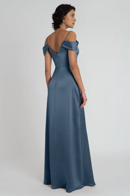Refined Beautiful Timeless Chic Elegant Satin A-Line Spaghetti Strap Floor-Length Bridesmaid Dress