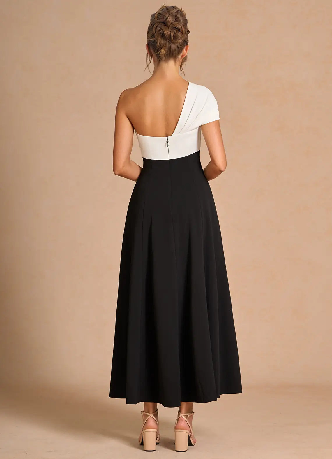 Sophisticated Graceful Stylish Refined Beautiful Elegant Black A-Line Sleeveless Tea-Length Prom Dress