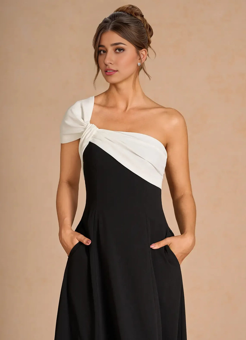 Sophisticated Graceful Stylish Refined Beautiful Elegant Black A-Line Sleeveless Tea-Length Prom Dress