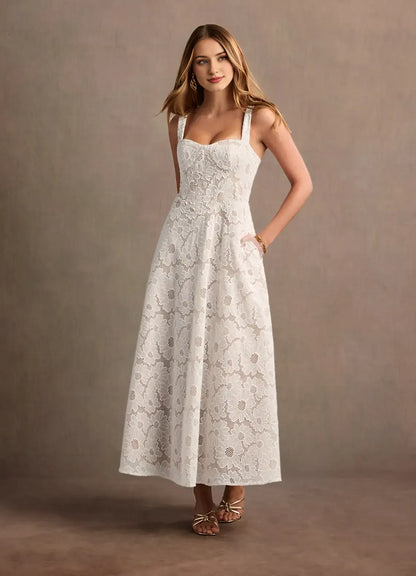 Graceful Stylish Refined Beautiful Timeless Elegant White Lace A-Line Sweetheart Prom Dress