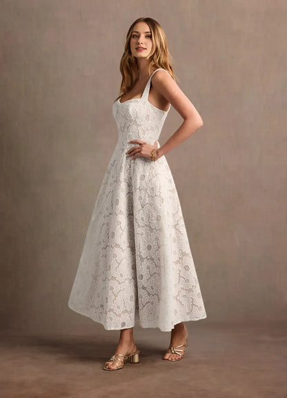 Graceful Stylish Refined Beautiful Timeless Elegant White Lace A-Line Sweetheart Prom Dress