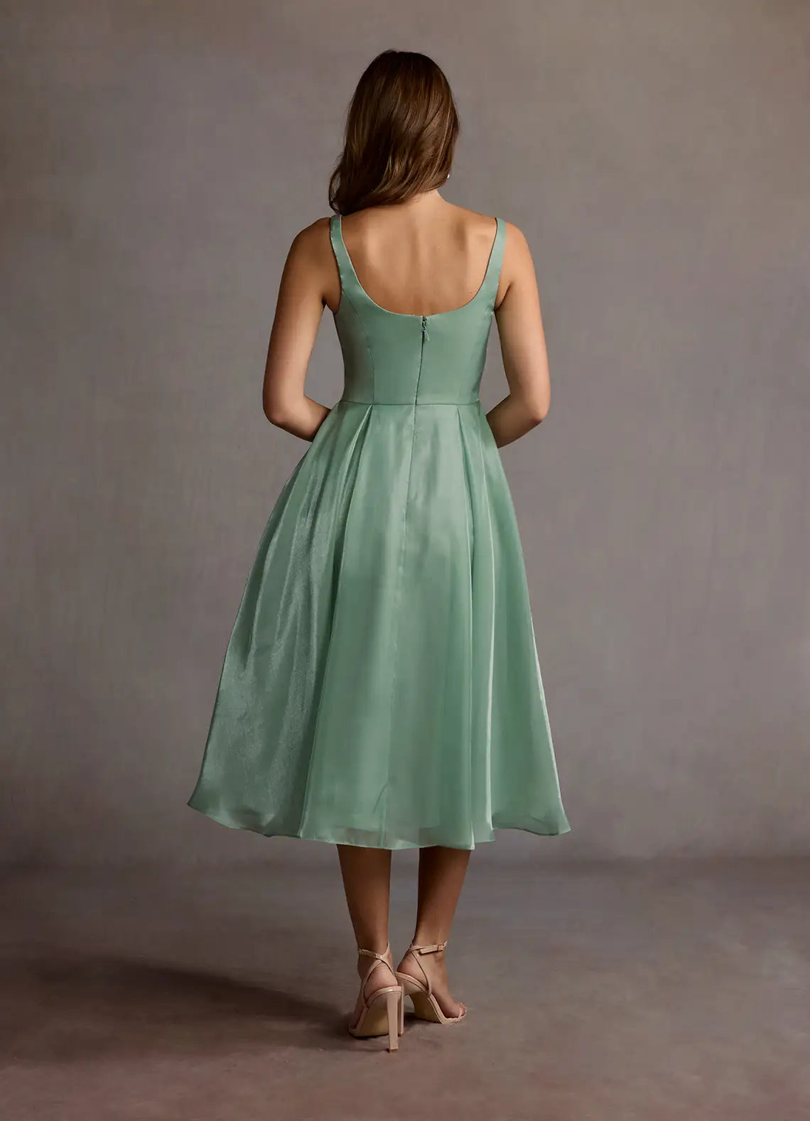 Special Occasion Sophisticated Graceful Stylish Elegant Square Neck Sleeveless Tea-Length Prom Dress