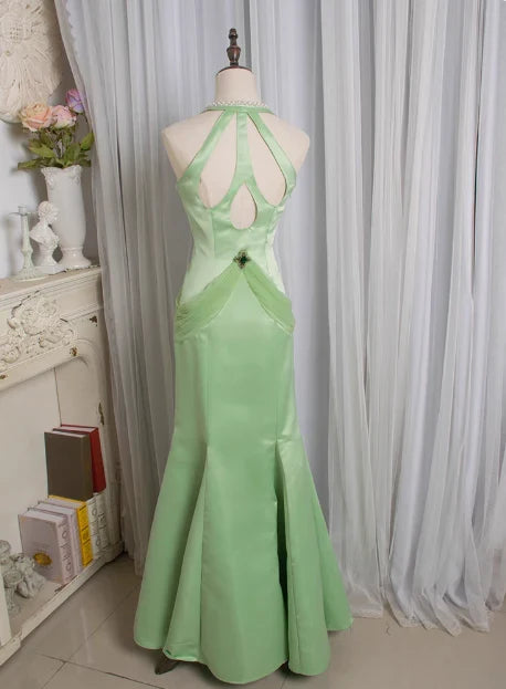 Refined Beautiful Timeless Special Occasion Elegant Green Satin Mermaid Backless Prom Dress