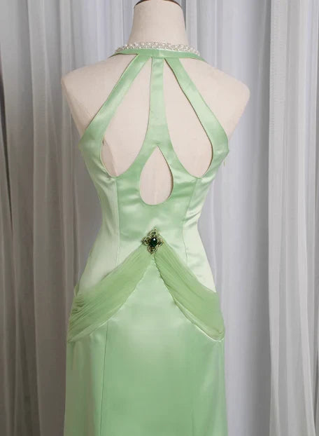 Refined Beautiful Timeless Special Occasion Elegant Green Satin Mermaid Backless Prom Dress