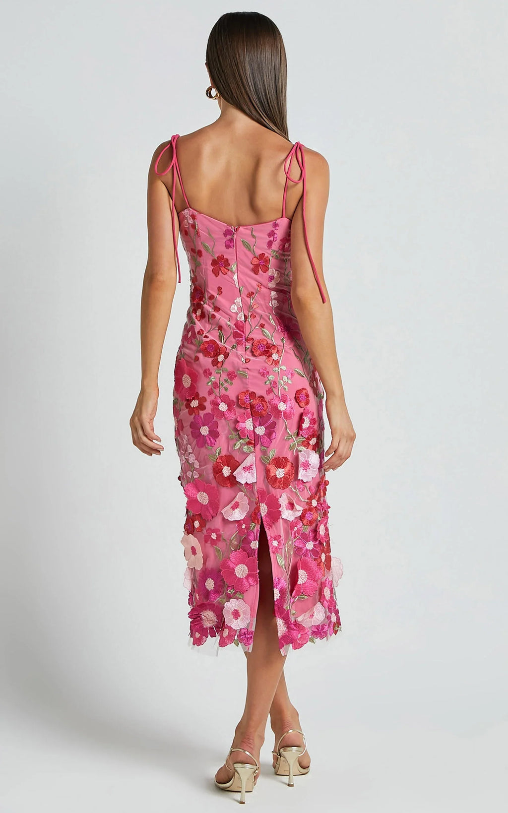 Timeless Special Occasion Sophisticated Graceful Stylish Elegant Pink Sleeveless Midi Evening Dress
