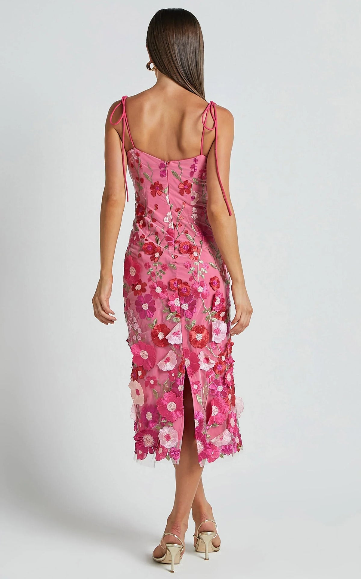 Timeless Special Occasion Sophisticated Graceful Stylish Elegant Pink Sleeveless Midi Evening Dress