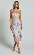 Timeless Special Occasion Sophisticated Graceful Stylish Elegant Pink Sleeveless Midi Evening Dress