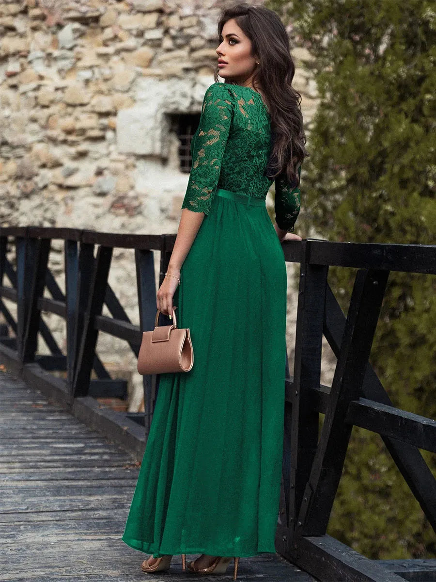Sophisticated Graceful Stylish Refined Elegant Red Lace Mother of the Bride Dress