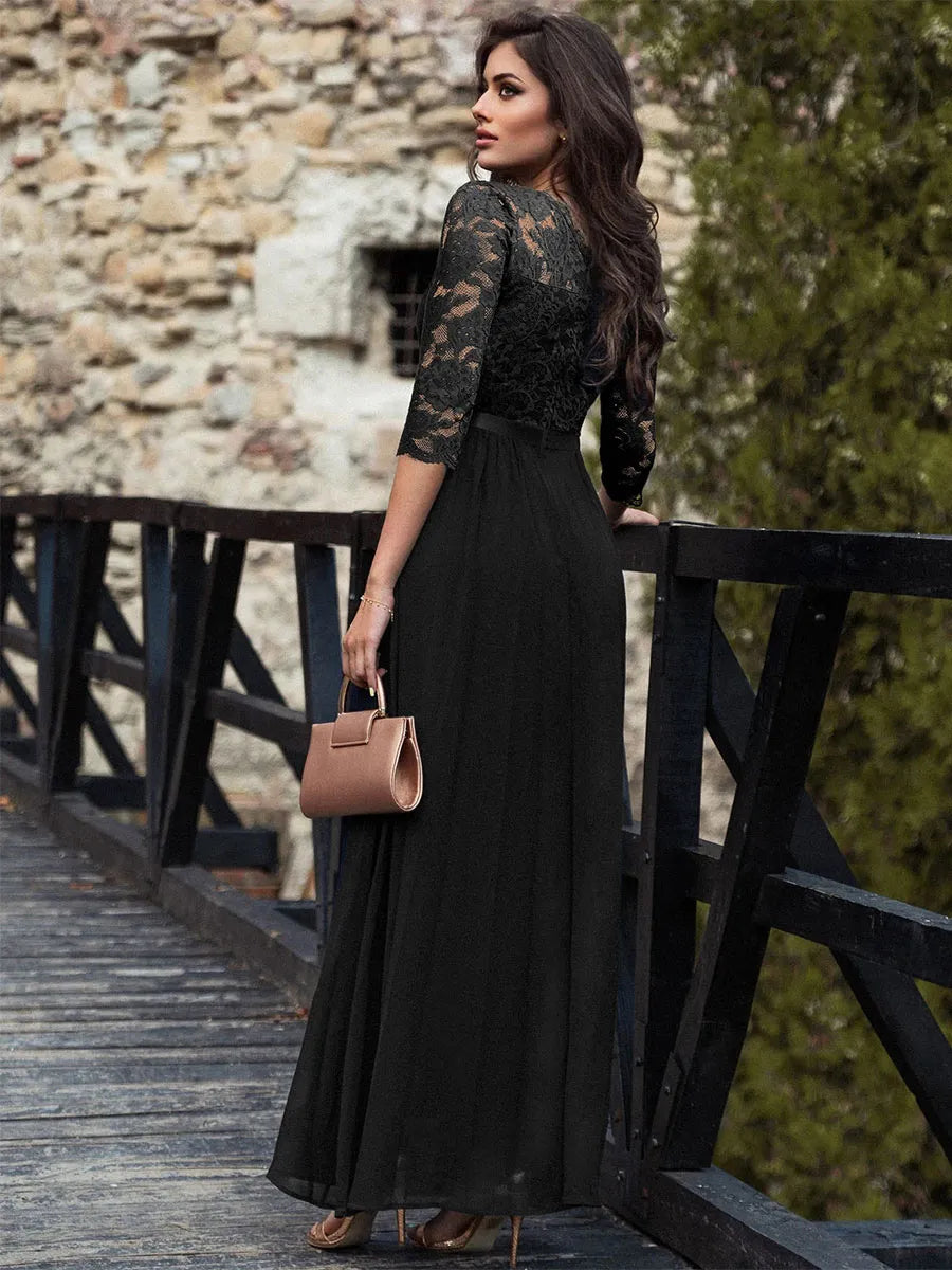 Sophisticated Graceful Stylish Refined Elegant Red Lace Mother of the Bride Dress