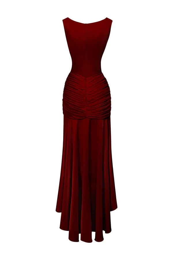 Timeless Special Occasion Sophisticated Graceful Elegant Satin Sheath Asymmetric Sleeveless Prom Dress