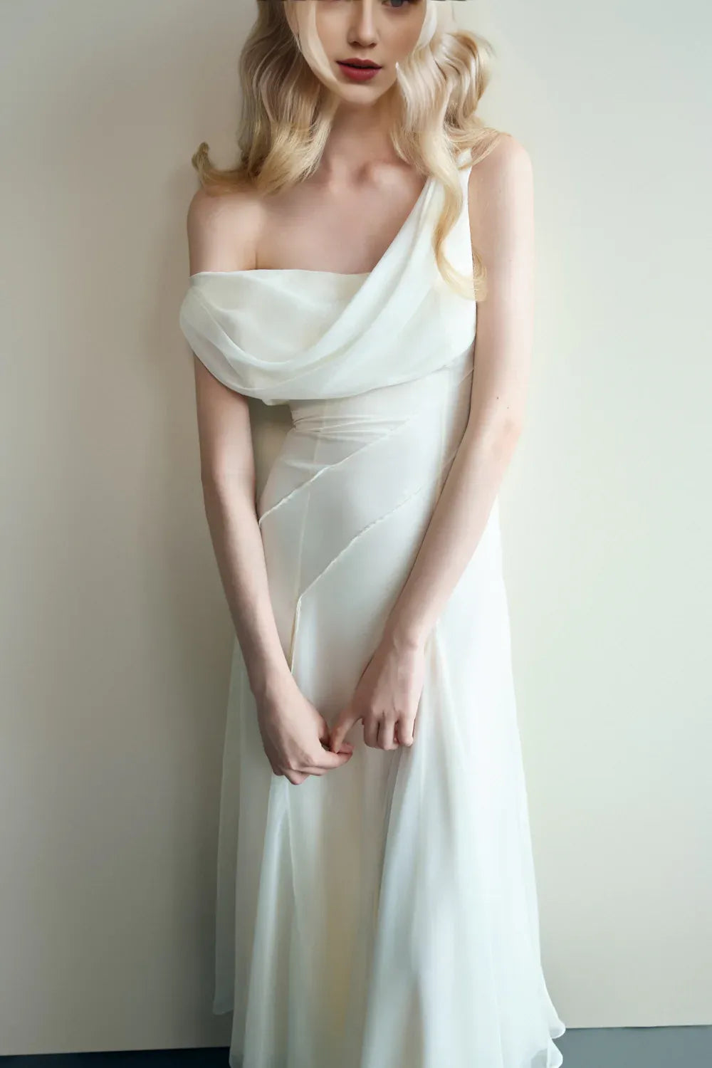 Special Occasion Sophisticated Graceful Stylish Refined Elegant White Sheath Cowl Sleeveless Prom Dress