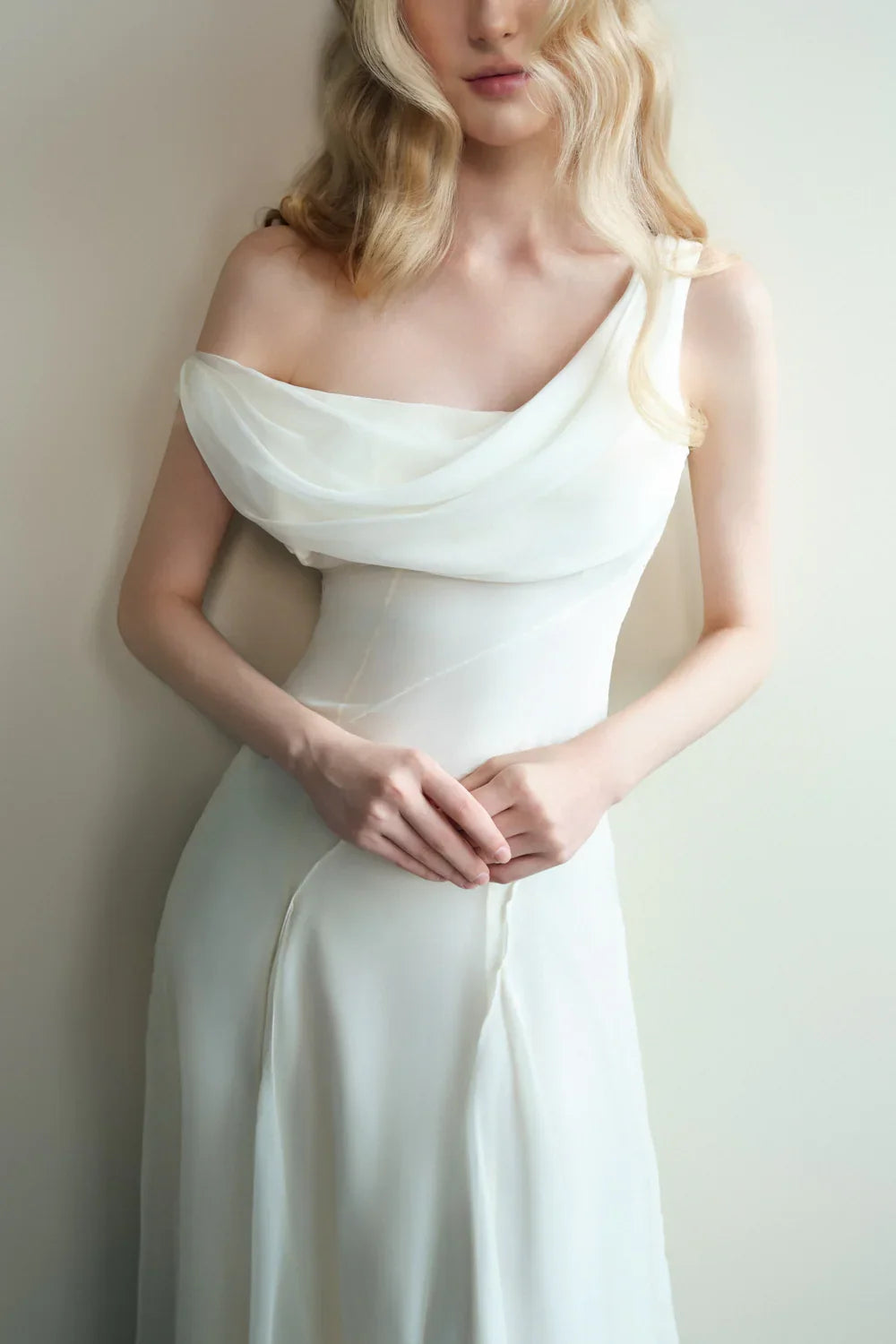 Special Occasion Sophisticated Graceful Stylish Refined Elegant White Sheath Cowl Sleeveless Prom Dress