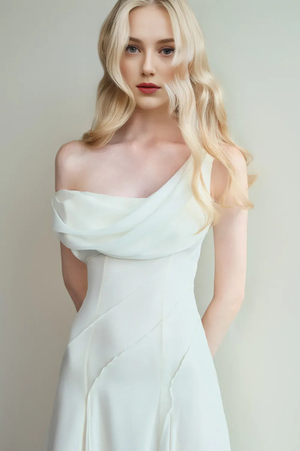 Special Occasion Sophisticated Graceful Stylish Refined Elegant White Sheath Cowl Sleeveless Prom Dress
