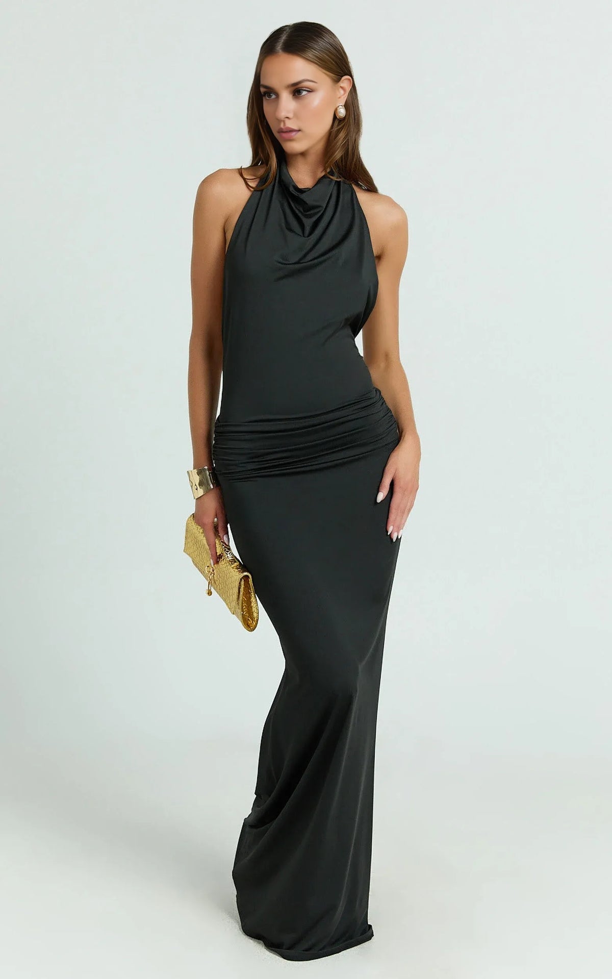 Special Occasion Sophisticated Graceful Stylish Refined Elegant Black Trumpet Sleeveless Evening Dress