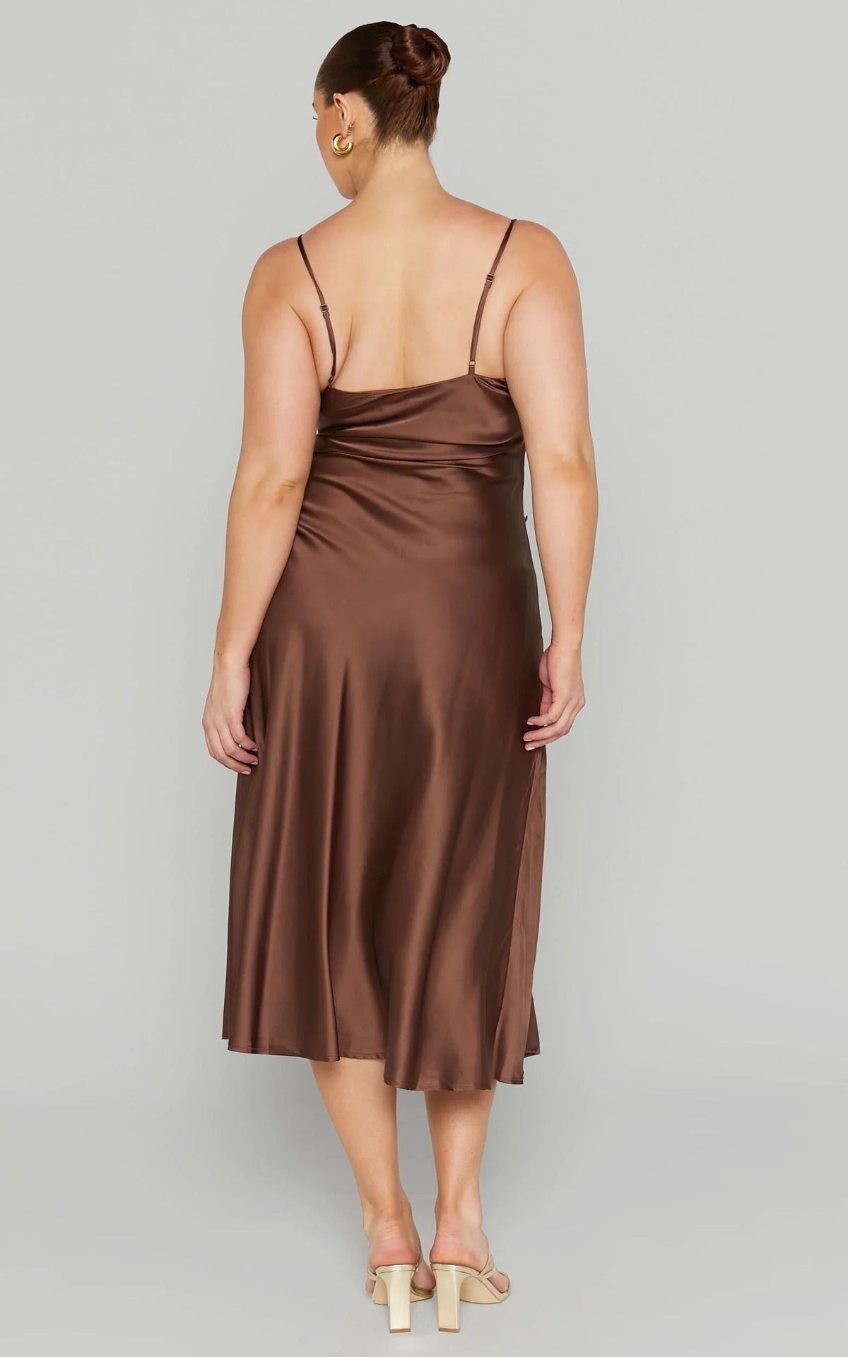 Special Occasion Sophisticated Graceful Stylish Refined Elegant Cowl Sleeveless Midi Evening Dress