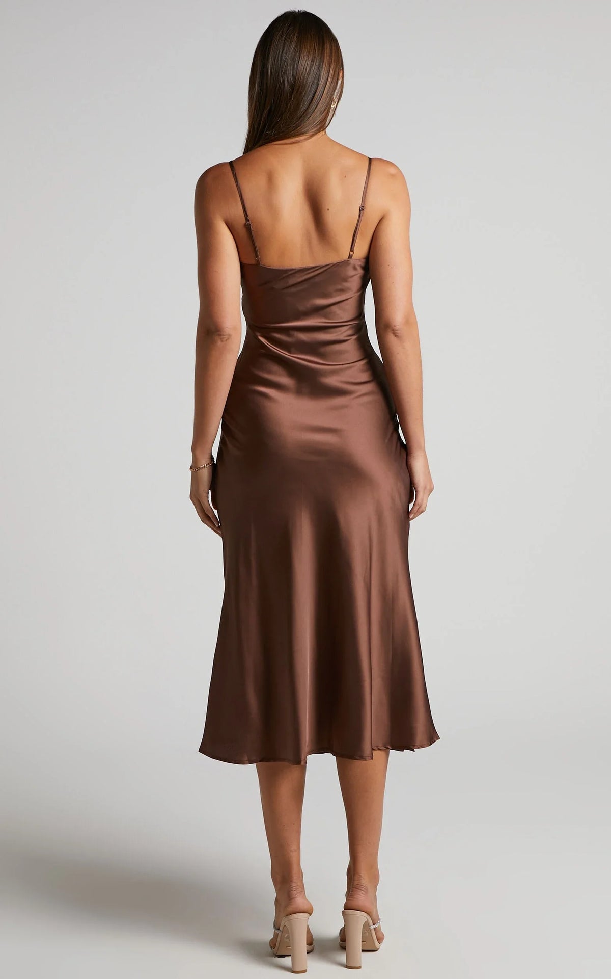 Special Occasion Sophisticated Graceful Stylish Refined Elegant Cowl Sleeveless Midi Evening Dress