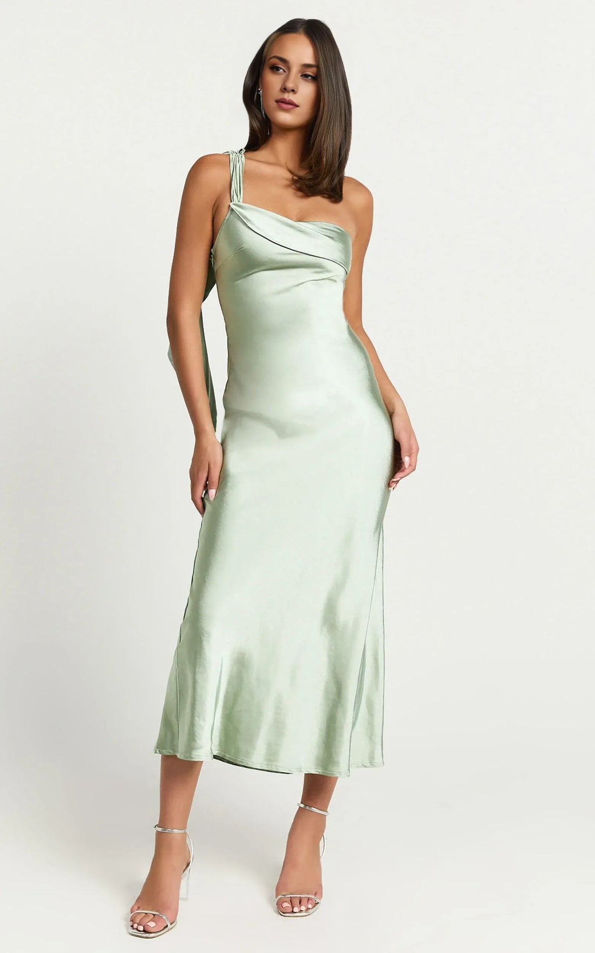 Refined Beautiful Timeless Special Occasion Elegant Satin Strapless Sleeveless Midi Evening Dress